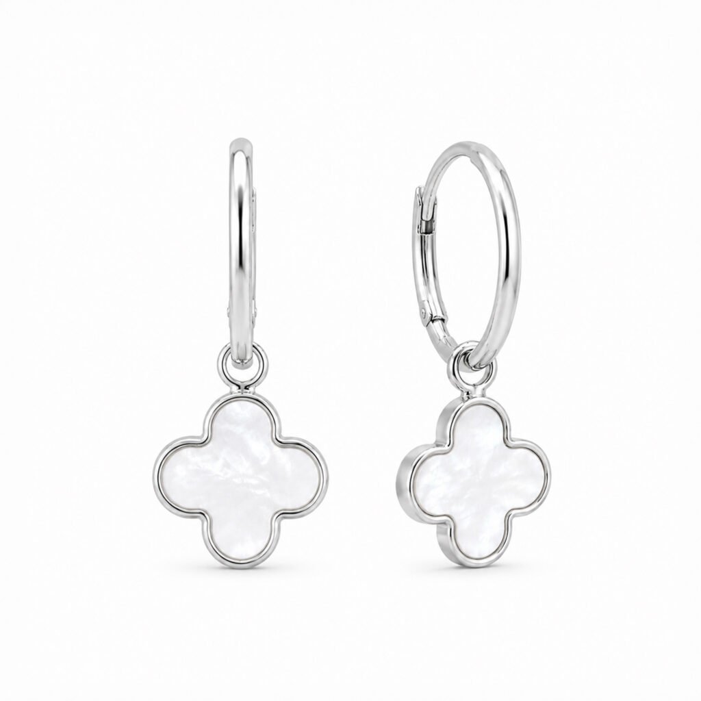 aros-trebol-nacar-plata-925-mujer-glow-secret-chile Aros Trébol Nácar Plata 925 para mujer con diseño colgante elegante y acabado brillante en plata fina 925