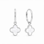 Aros Trébol Nácar Plata 925 para mujer con diseño colgante elegante y acabado brillante en plata fina 925