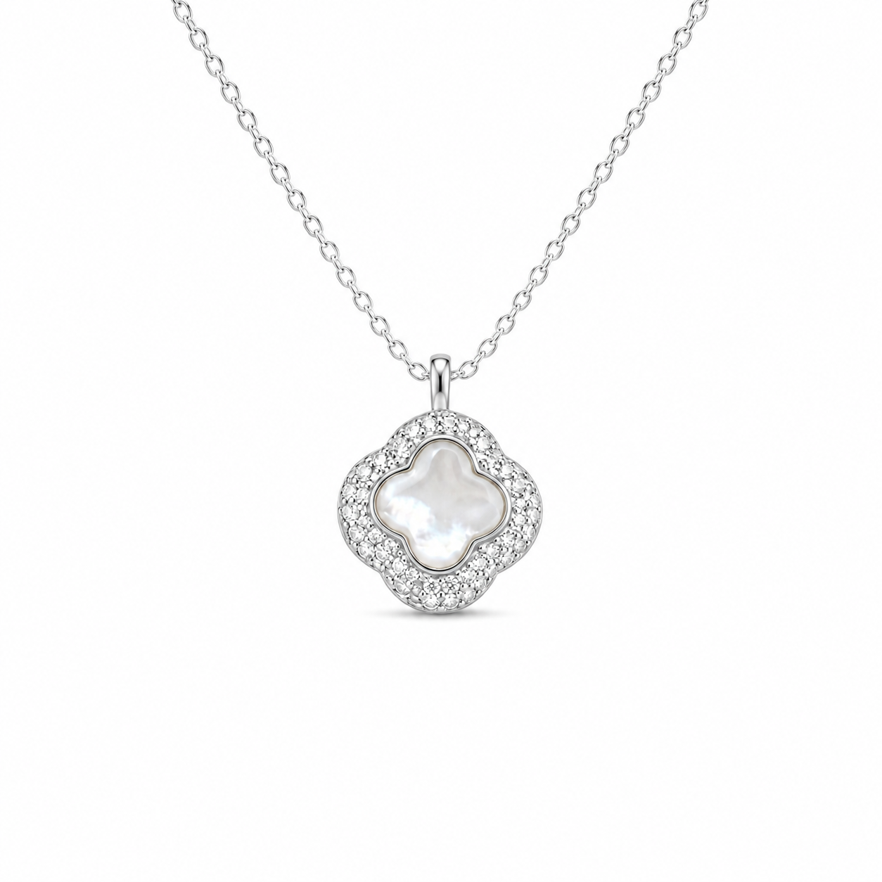 Collar Trébol Nácar Plata 925 Mujer
