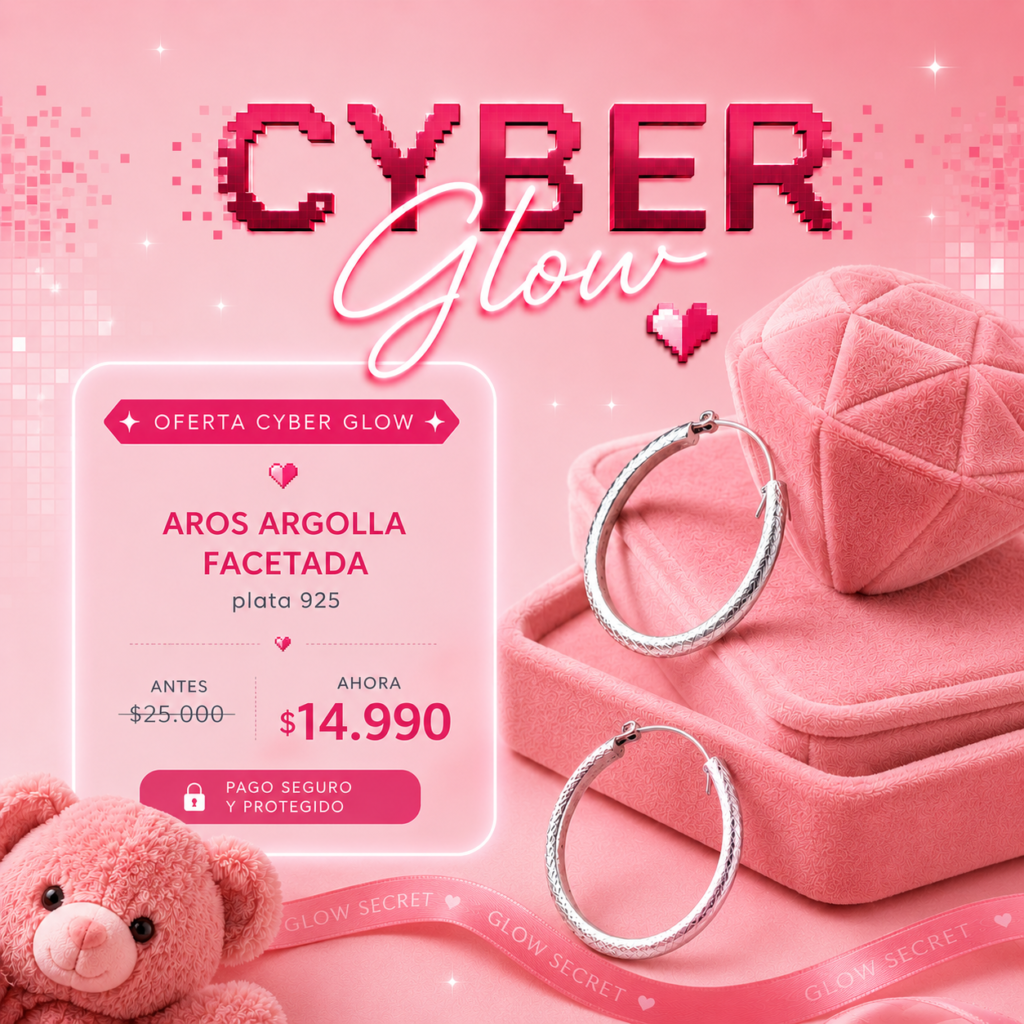 cyber-glow-aros-argolla-facetada-plata-925 Cyber Glow Aros Argolla Facetada Plata 925 Glow Secret