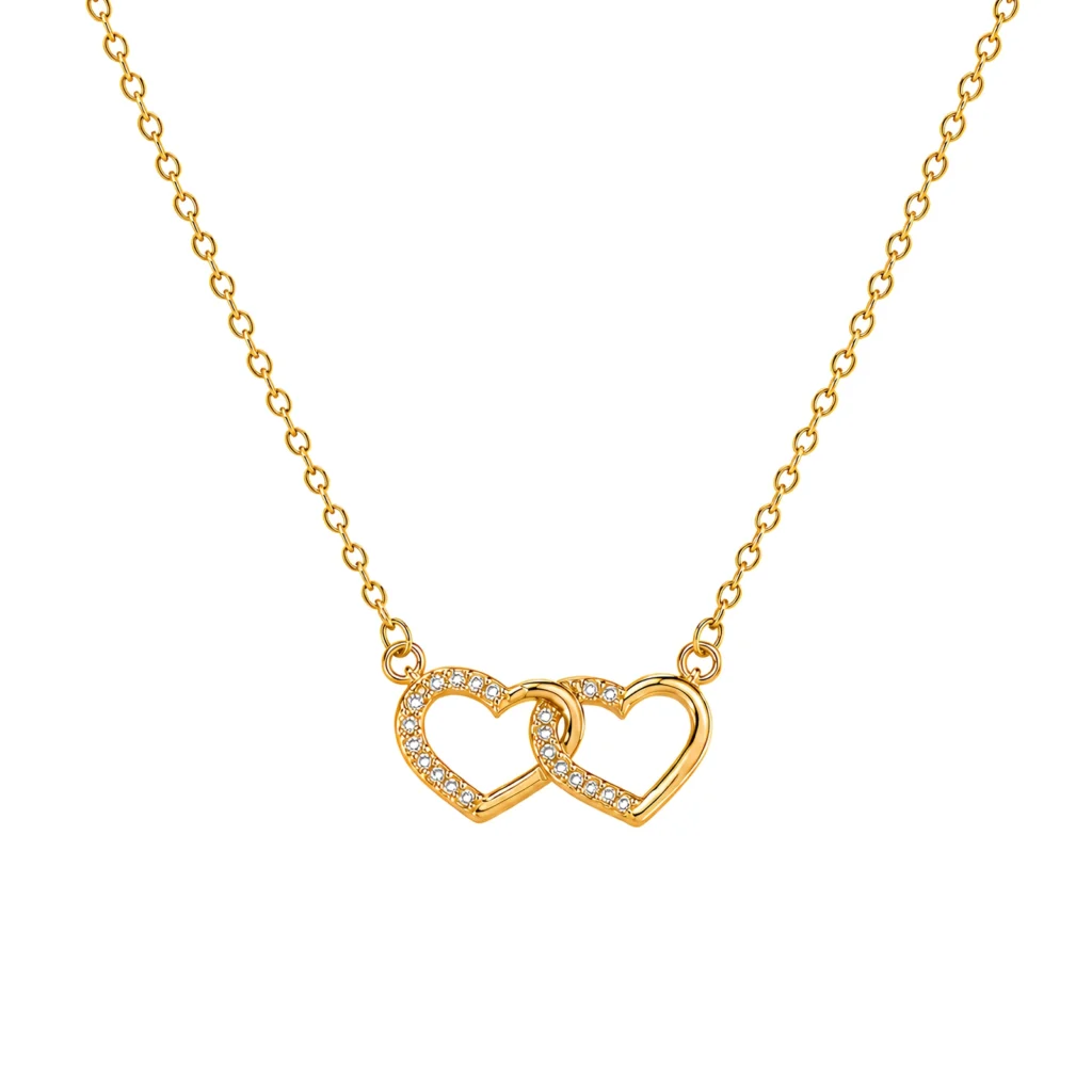 Collar Doble Corazón Mujer Chapado en Oro 18K de la colección Gold Essential.