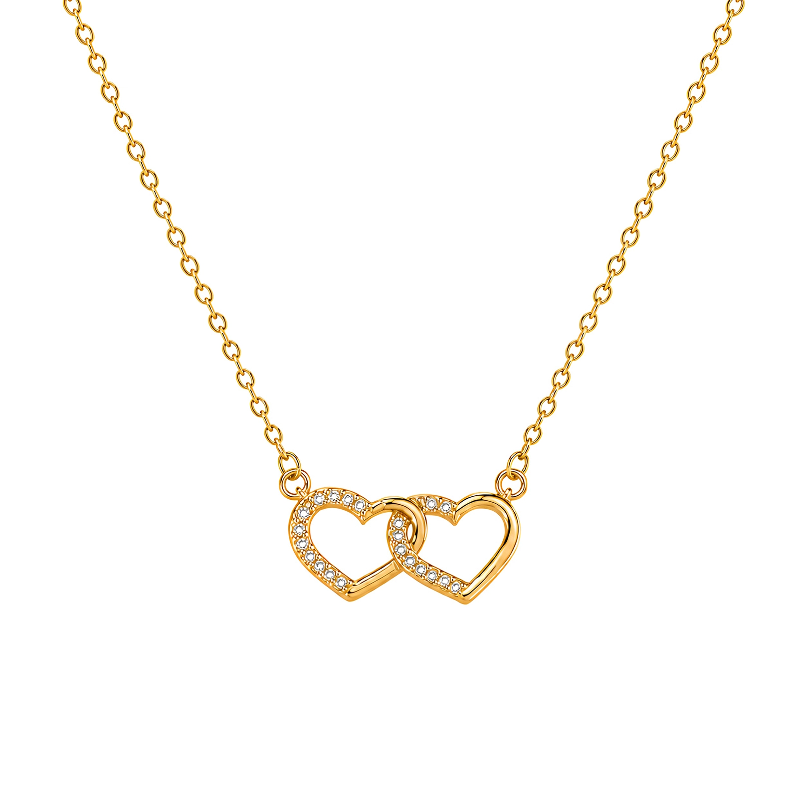 Collar Doble Corazón Mujer Collar Doble Corazón Mujer Chapado en Oro 18K de la colección Gold Essential.