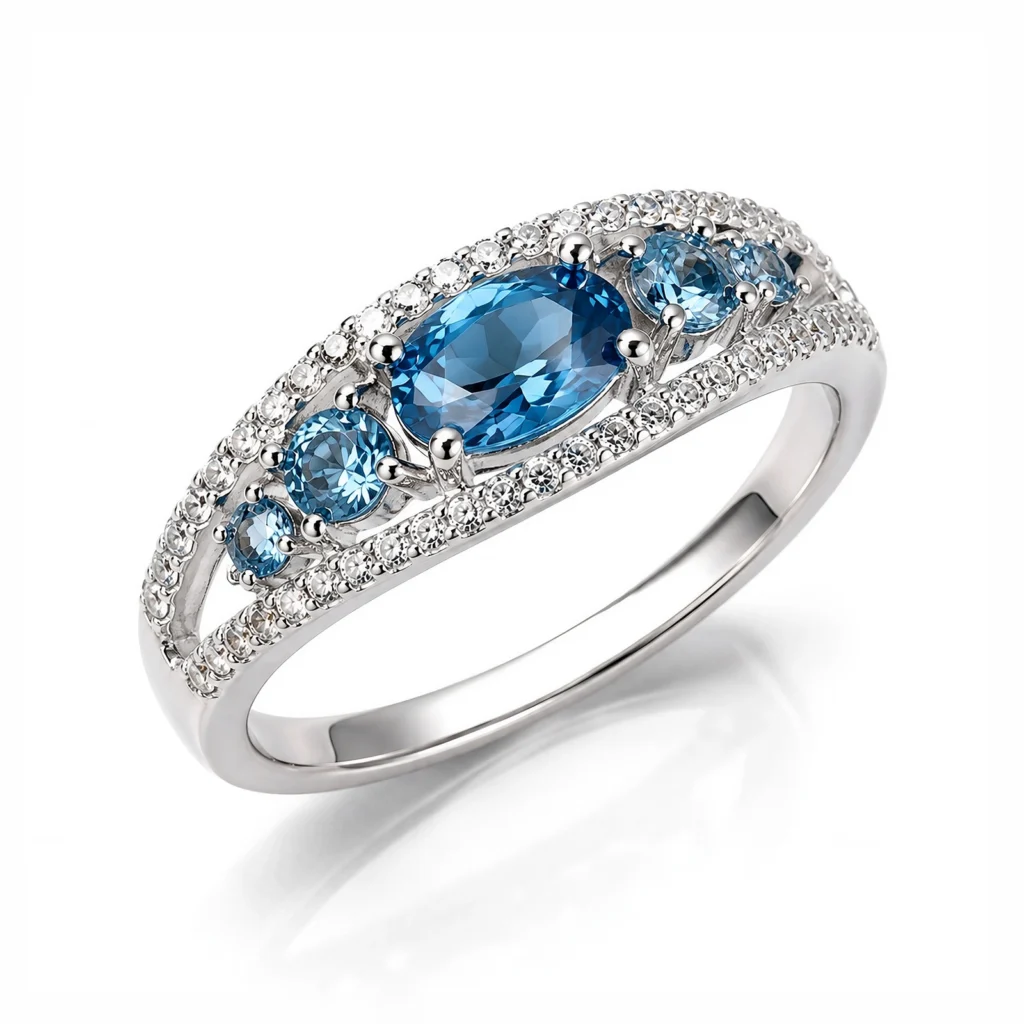 Anillo en Plata 925 y Cristales azules Spring Glow by Glow Secret.