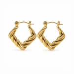 Aros Argolla Mujer Entrelazados | Gold Essential Aros Argolla Mujer entrelazados con Enchapado en Oro 18K.