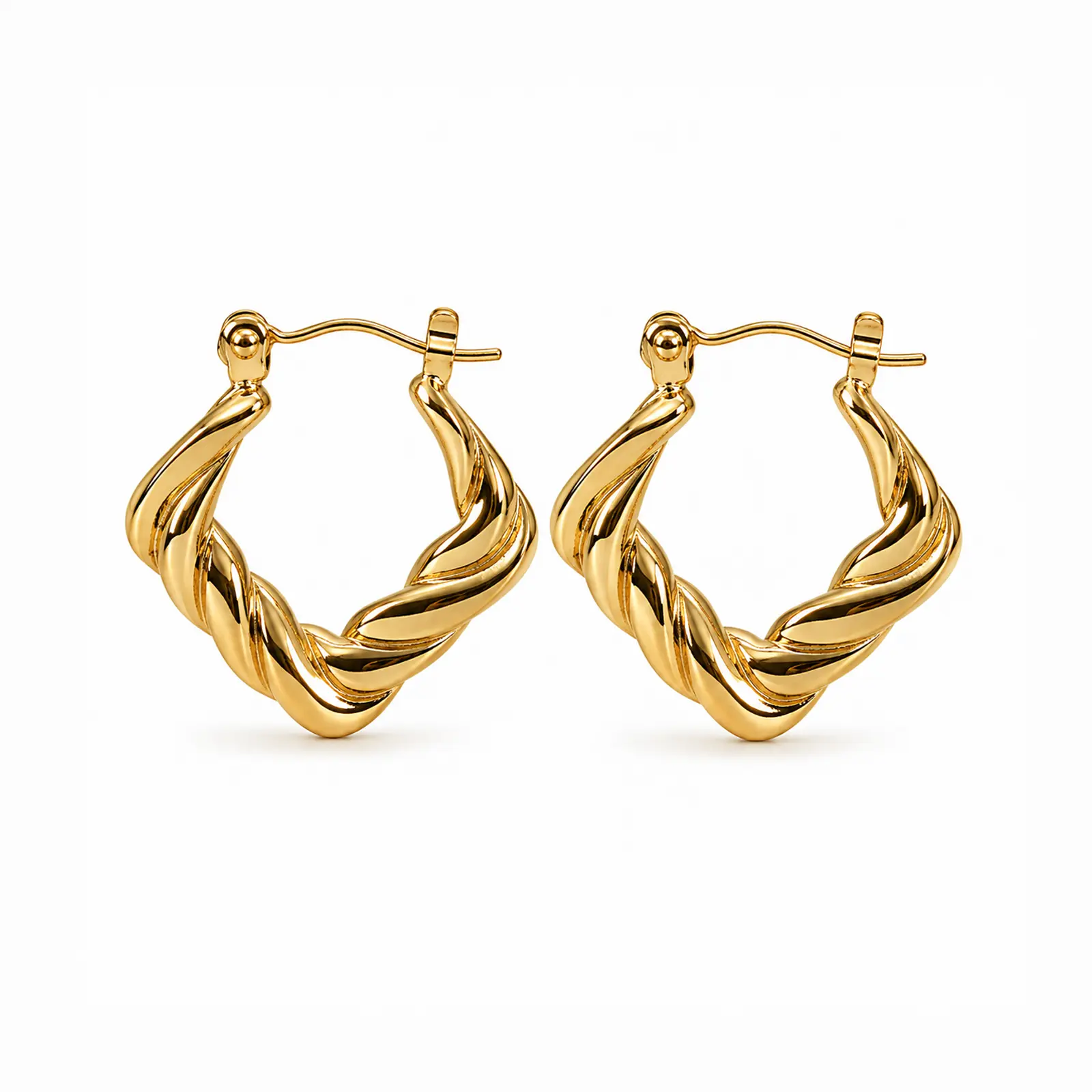 Aros Argolla Mujer Entrelazados | Gold Essential Aros Argolla Mujer entrelazados con Enchapado en Oro 18K.