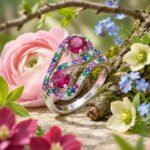 Anillo Doble Rubí en Plata 925 de Glow Secret en escenario natural de Spring Glow.