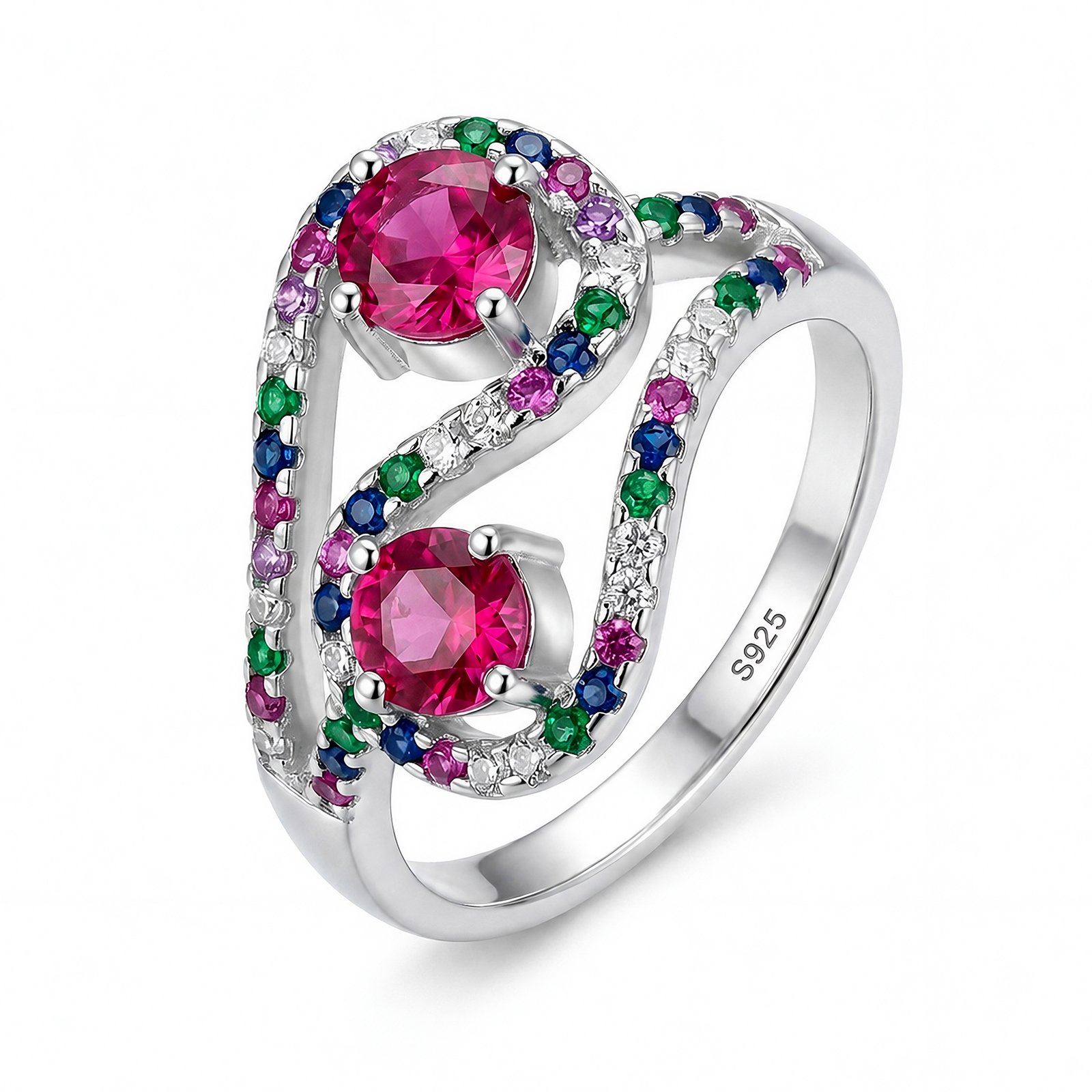Anillo Doble Rubí en Plata 925 | Spring Glow
