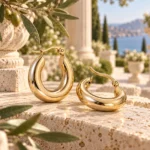 Aros Argolla Dorados Gold Essential | Glow Secret Aros Argolla Dorados Gold Essential en ambiente mediterráneo de Glow Secret