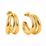 Aros Dorados Triple Argolla de Gold Essential chapados en Oro 18K
