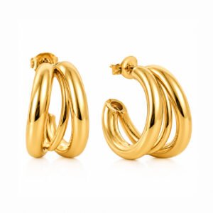 Aros Dorados Triple Argolla | Exclusivo Gold Essential
