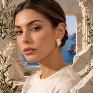 Aros Perla Orgánica Enchapada en Oro 18K | Hipoalergénico y Waterproof