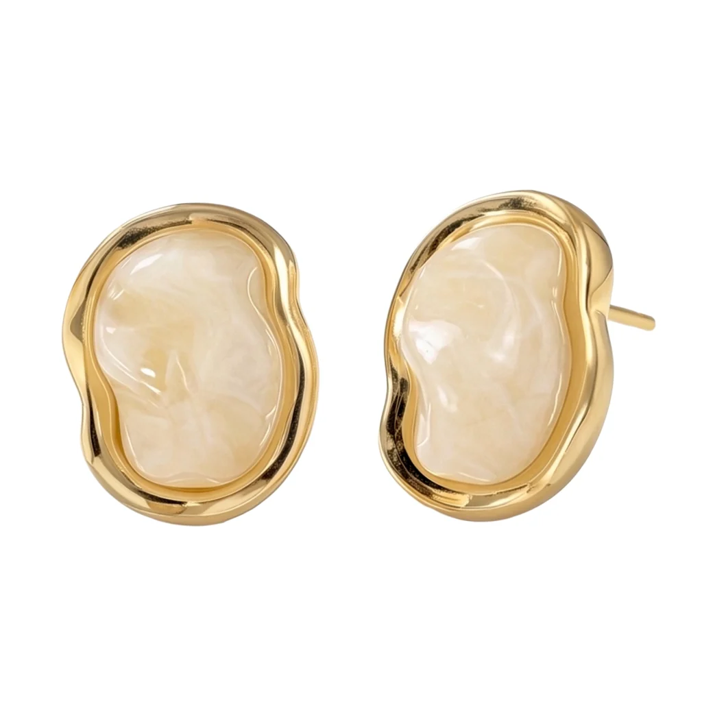Aros Perla Orgánica enchapada en Oro 18K Gold Essential