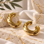 Aros Semi Argolla Dorados Gold Essential en ambientación mediterránea
