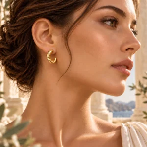 Aros Semi Argolla Dorados | Diseño Trenzado Gold Essential