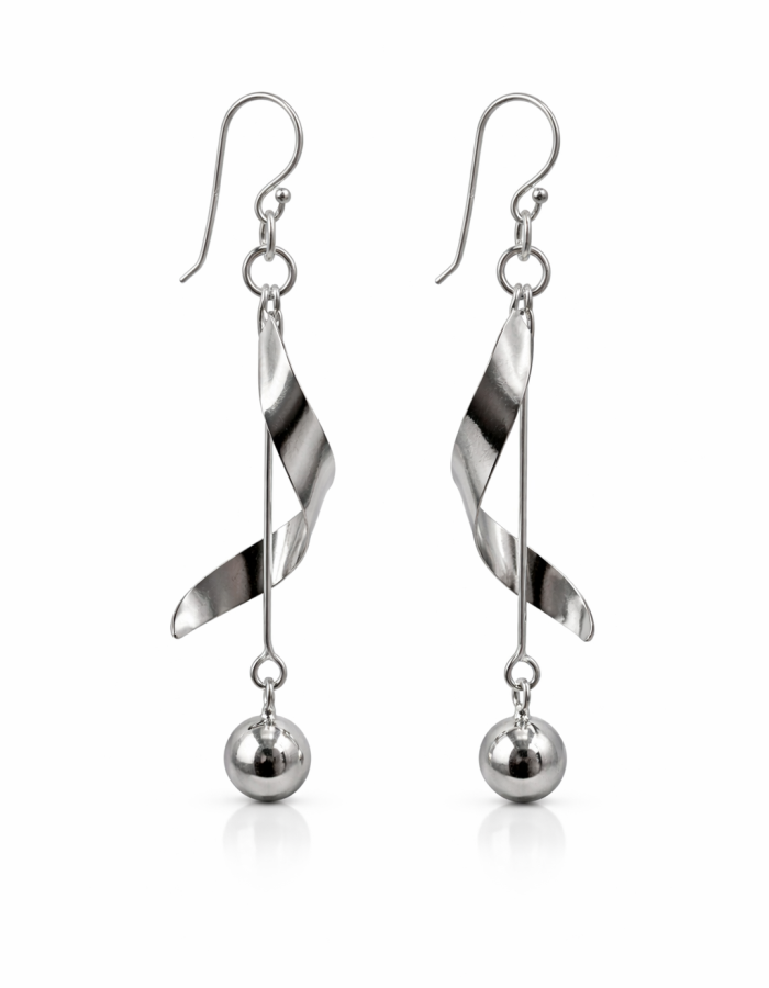 Aros Plata 925 Colgantes Diseño Ondulado Elegante