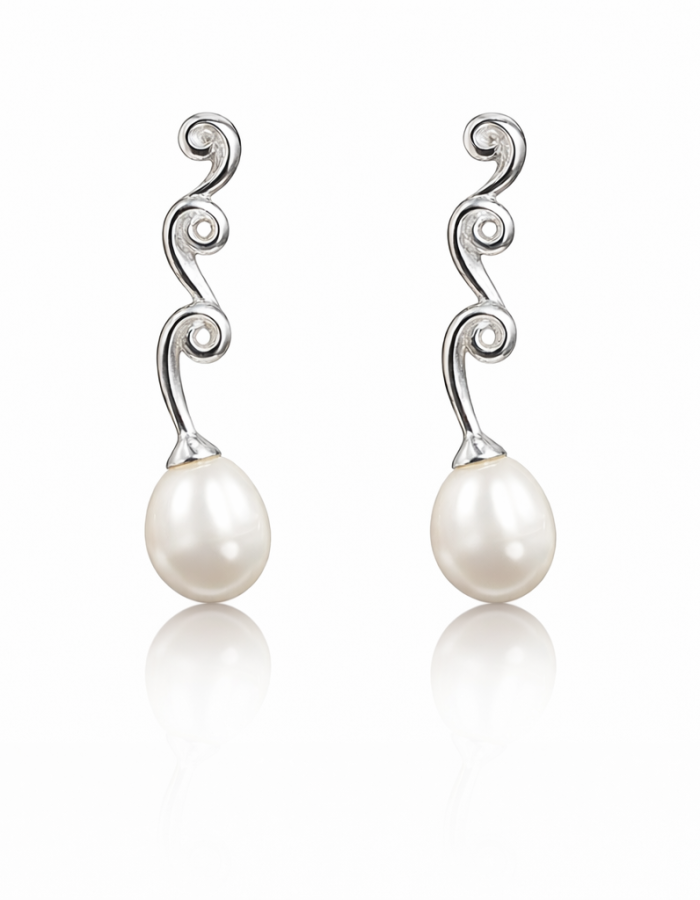 Aros Plata 925 Mujer Diseño Perlas Elegantes