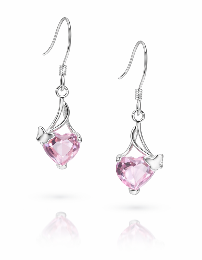 Aros Plata 925 Colgantes Cristal Swarovski Rosa